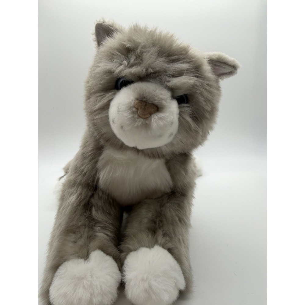 Douglas Cuddle Toys Rita Gray Cat Plush 14 in #4395 Floppy Blue Eyes Retired